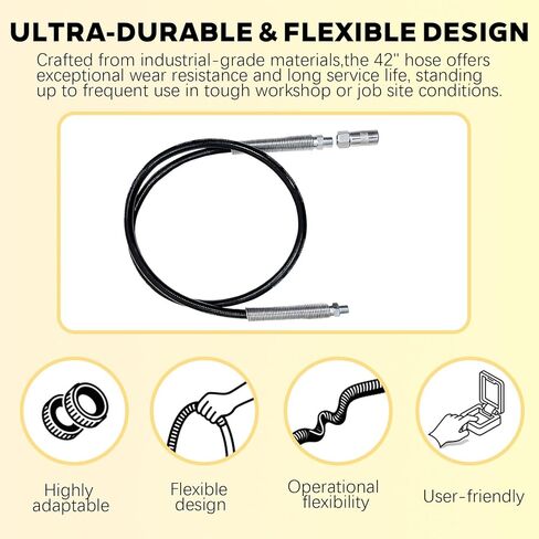 خرطوم مسدس الشحوم DCGG5703-42 لخراطيم Dewalt Double Spring Flex، وصلة خرطوم مرنة بمسدس الشحوم 42 بوصة مع قارنة توصيل مسدس الشحوم 10000PSI 1/8 بوصة NPT تجهيزات مسدس الشحوم in Saudi Arabia