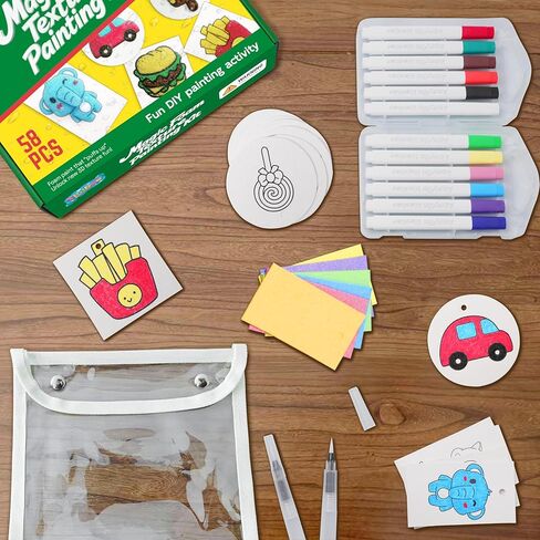 Tibibee Magic Puffy Paint, 58pcs Magic Foam Texture Painting Kit, Include 32pcs Foam Texture Paper, 12 Acrylic Markers, Magical 3D Effect Texture DIY Painting Kit for Kids Ages 3–8 in Saudi Arabia
