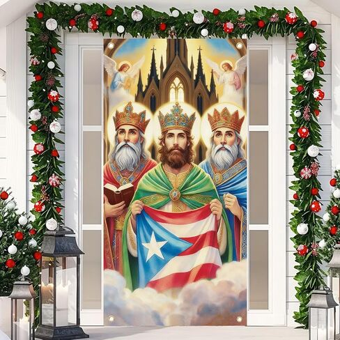 Three Kings Day Door Cover Banner - 71x35 Inch Three Kings Day Decorations, Epiphany Day Decorations Three Wise Men Epiphany Day Door Cover Banner in Saudi Arabia