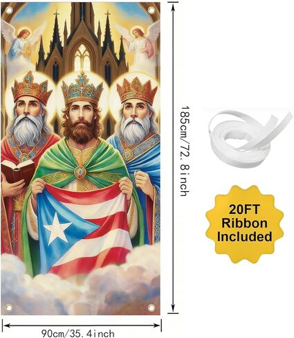 Three Kings Day Door Cover Banner - 71x35 Inch Three Kings Day Decorations, Epiphany Day Decorations Three Wise Men Epiphany Day Door Cover Banner in Saudi Arabia
