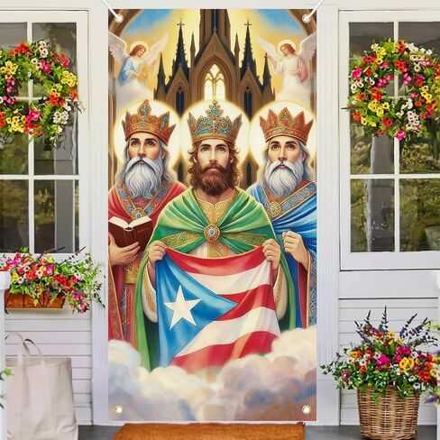 Three Kings Day Door Cover Banner - 71x35 Inch Three Kings Day Decorations, Epiphany Day Decorations Three Wise Men Epiphany Day Door Cover Banner in Saudi Arabia