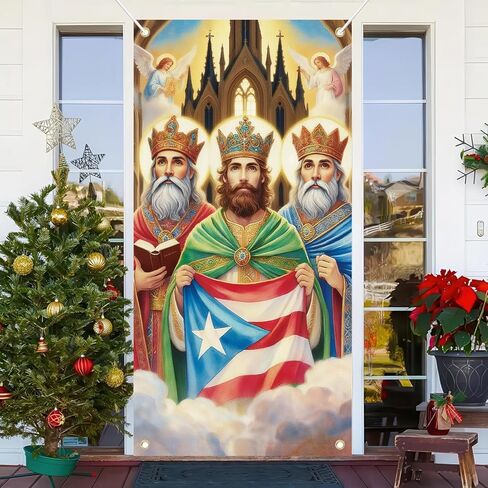 Three Kings Day Door Cover Banner - 71x35 Inch Three Kings Day Decorations, Epiphany Day Decorations Three Wise Men Epiphany Day Door Cover Banner in Saudi Arabia