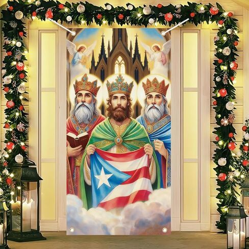 Three Kings Day Door Cover Banner - 71x35 Inch Three Kings Day Decorations, Epiphany Day Decorations Three Wise Men Epiphany Day Door Cover Banner in Saudi Arabia