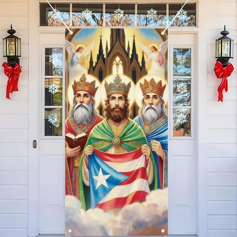 Three Kings Day Door Cover Banner - 71x35 Inch Three Kings Day Decorations, Epiphany Day Decorations Three Wise Men Epiphany Day Door Cover Banner in Saudi Arabia