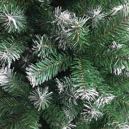 6FT Snow Flocked Pencil Christmas Tree, Slim Artificial Holiday Decoration with Metal Stand, Realistic Snowy Xmas Tree with 329 Tips Branches for Indoor and Outdoor Use, Green & White in Saudi Arabia