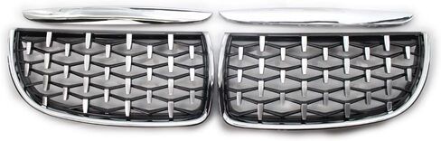 شبكة الكلى الأمامية المصنوعة من الكروم بالكامل لسيارة BMW E90 E91 3 Series 2005 2006 2007 2008 شبكات السباق باللون الأسود اللامع (أسود) in Saudi Arabia