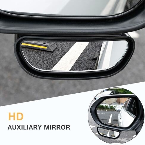 Stick On Blind Spot Mirror Car Reverse Parking Wide Angle Convex Rear View Mirror Rearview Auxiliary Auto Accessories(Black) in Saudi Arabia