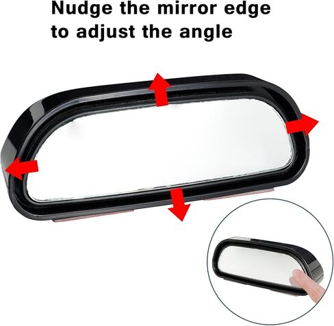Stick On Blind Spot Mirror Car Reverse Parking Wide Angle Convex Rear View Mirror Rearview Auxiliary Auto Accessories(Black) in Saudi Arabia