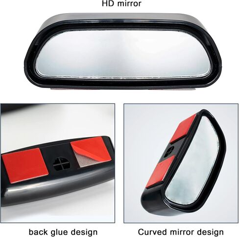 Stick On Blind Spot Mirror Car Reverse Parking Wide Angle Convex Rear View Mirror Rearview Auxiliary Auto Accessories(Black) in Saudi Arabia