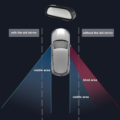 Stick On Blind Spot Mirror Car Reverse Parking Wide Angle Convex Rear View Mirror Rearview Auxiliary Auto Accessories(Black) in Saudi Arabia