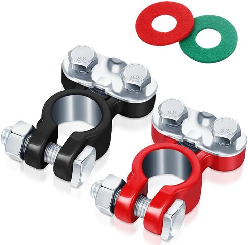 Frienda 12 Pieces Car Battery Terminals Connectors Zinc Plated Top Post Anti Corrosion Washers Replacement Clamps Battery Cable Terminal for Marine Boat RV Vehicles in Saudi Arabia