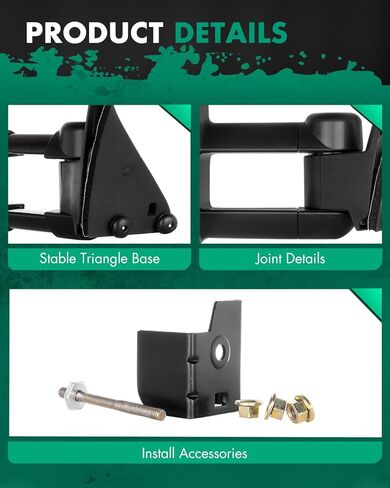 SCITOO Towing Mirrors fit 1988-98 For Chevy For GMC C/K 1500 88-00 C/K 2500 3500 92-99 Suburban C/K 1500 2500 Tahoe Yukon Truck 2000 For Chevy Tahoe For GMC Yukon Manual Set Pair Mirrors in Saudi Arabia
