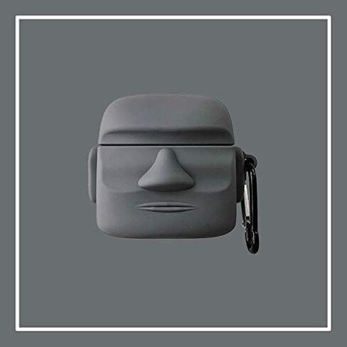 Case Compatible with AirPods 1/2, Creative Art Style Man Stone Status Shape Case, Stylish Soft Silicone Earphone Protection Skin +Hook in Saudi Arabia