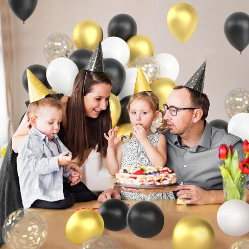 بالونات الذهب الأسود - بالونات قصاصات ورقية من الذهب المعدني مقاس 30.48 سم باللون الأسود والأبيض، بالونات ليلة رأس السنة الجديدة لتزيين حفلات أعياد الميلاد وحفلات الزفاف والتخرج والذكرى السنوية للسنوات الجديدة in Kuwait