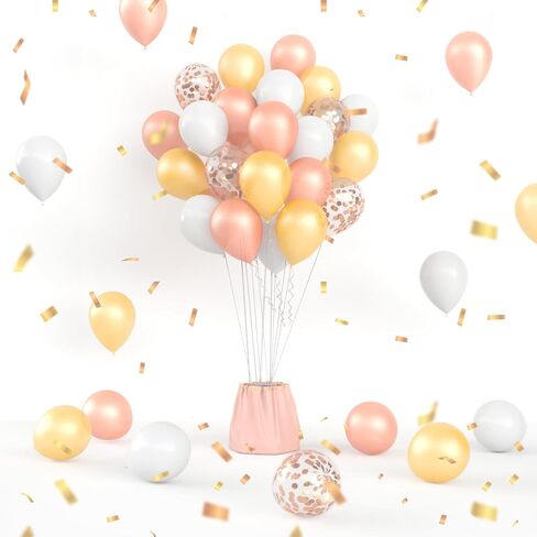 Black Gold Balloons - 12 Inch Metallic Gold Black White Confetti Balloons New Year Eve Balloons for Birthday Wedding Graduation New Years Anniversary Party Decorations in Saudi Arabia