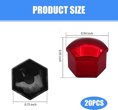 20 قطعة من غطاء صواميل العجلة، أغطية صواميل سداسية مقاومة للصدأ والغبار مع أداة إزالة، ملحقات خارجية بلاستيكية سميكة للسيارات، عالمية لمعظم السيارات والشاحنات وسيارات الدفع الرباعي (أحمر # 19 مم) in Kuwait