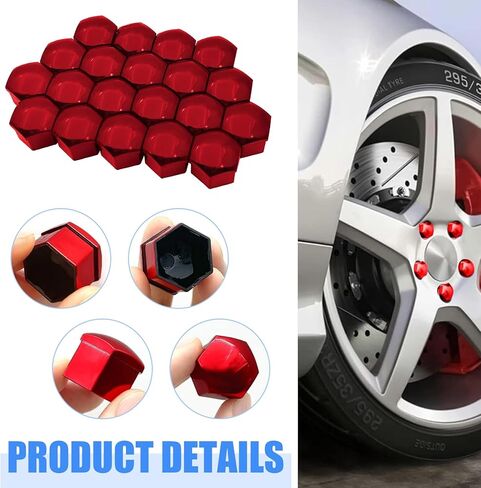 20 قطعة من غطاء صواميل العجلة، أغطية صواميل سداسية مقاومة للصدأ والغبار مع أداة إزالة، ملحقات خارجية بلاستيكية سميكة للسيارات، عالمية لمعظم السيارات والشاحنات وسيارات الدفع الرباعي (أحمر # 19 مم) in Kuwait