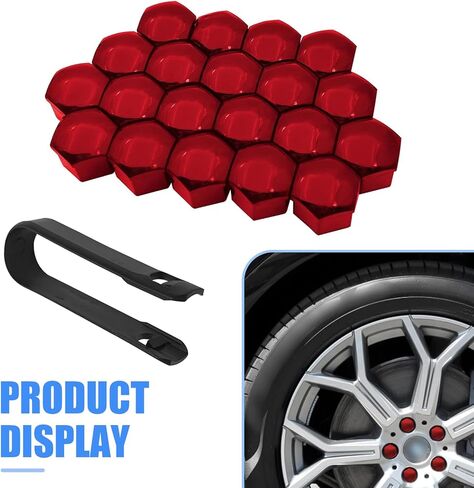20 قطعة من غطاء صواميل العجلة، أغطية صواميل سداسية مقاومة للصدأ والغبار مع أداة إزالة، ملحقات خارجية بلاستيكية سميكة للسيارات، عالمية لمعظم السيارات والشاحنات وسيارات الدفع الرباعي (أحمر # 19 مم) in Kuwait