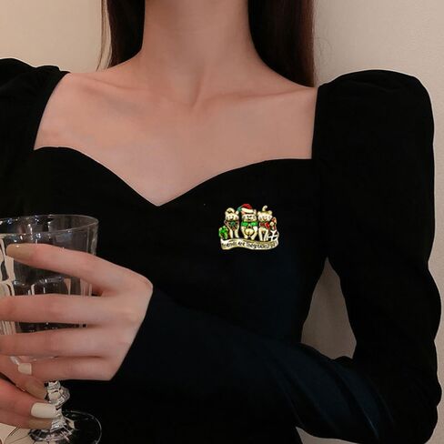 Cute Three Little Kittens Friend Are The Greatest Gift Christmas Brooches for Women Girls Men Crystal Enamel Costumes Lapel Pin Dress Accessories Holiday Party New Year Gifts for Cat Pet Lover in Saudi Arabia
