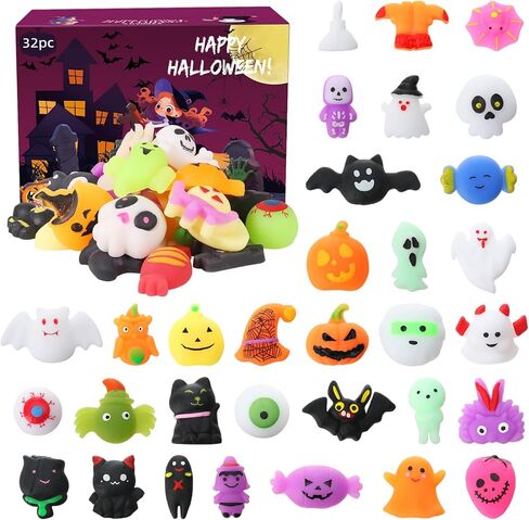 Mochi Squishy Toys Set, Random 32 Pack Mini Mochi Party Favors for Kids, Kawaii Squishy Toy Stress Relief Toys,Cat Squishys Slow Rising Animals Goodie Bags Fillers with Storage Box, Classroom Prizes in Kuwait