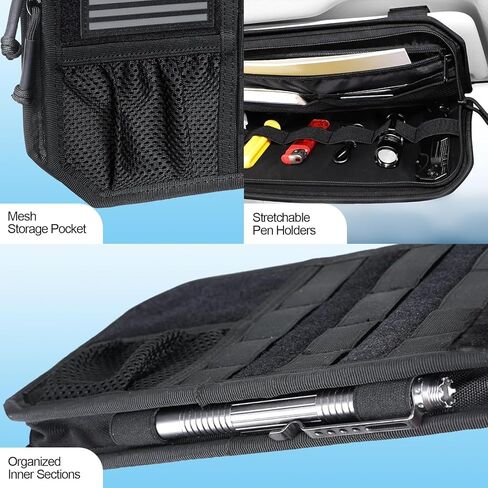 Car Sun Visor Organizer with Multi Pockets, Double Zipper Storage Pouch for Vehicles/SUVs/Trucks, Elastic Bands, Glasses Clip & Card Pocket, Keeps Driving Essentials Neat and Easily Accessible in Saudi Arabia