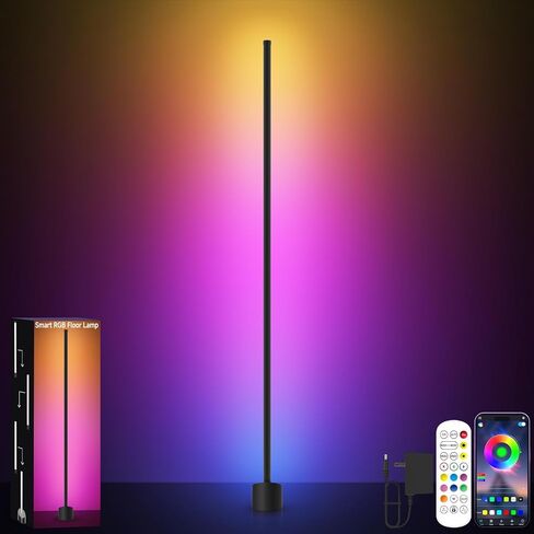مصباح أرضي قائم من GIPOYENT، مصباح LED RGB مع مزامنة الموسيقى، تطبيق ذكي وإضاءة محيطة للتحكم عن بعد مع مزامنة الموسيقى، مصباح LED مع 16 مليون لون لغرفة النوم وغرفة الألعاب في غرفة المعيشة in Saudi Arabia