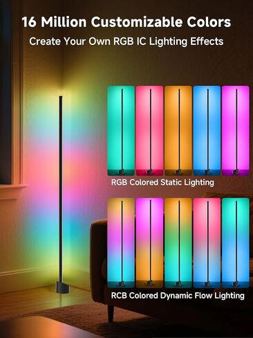 مصباح أرضي قائم من GIPOYENT، مصباح LED RGB مع مزامنة الموسيقى، تطبيق ذكي وإضاءة محيطة للتحكم عن بعد مع مزامنة الموسيقى، مصباح LED مع 16 مليون لون لغرفة النوم وغرفة الألعاب في غرفة المعيشة in Saudi Arabia