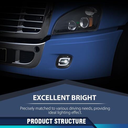 PIT66 LED Fog Lights Lamp Pair Compatible with Freightliner Cascadia 2008-2017 LH+RH Side Clear lens Black Housing in Saudi Arabia