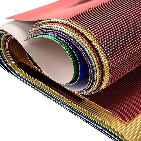 10 أوراق من الورق المقوى المموج المعدني 8K متعدد الألوان للمشروعات الفنية الحرفية، لافتات DIY - 9.8 * 13.8 بوصة - ورق مضلع مضلع بألوان قوس قزح (أخضر، 9.8 × 13.8 بوصة - 8 ك) in Kuwait