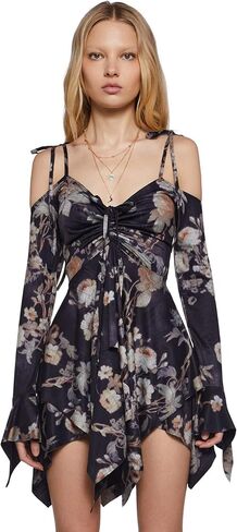 Dolls Kill F is for Fairies Handkerchief Dress by Current Mood - Off-Shoulder, Custom Fit Dress, Perfect for Fairycore Fashion - White, Large in Kuwait