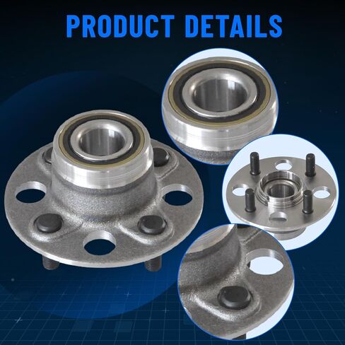 512174 Rear Left and Right Wheel Hub and Bearing Assembly for Honda Civic 2001 2002 2003 2004 2005 4 Lug Non-ABS in Saudi Arabia