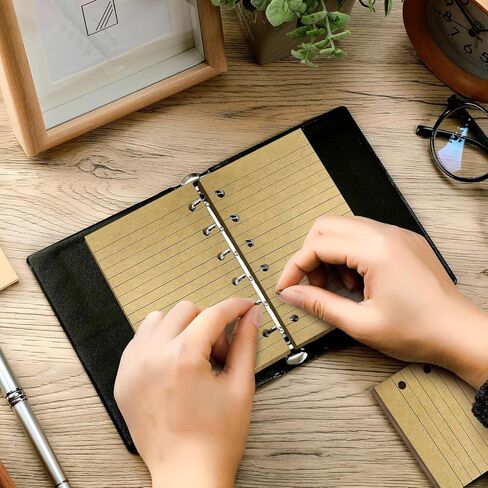 إعادة تعبئة دفتر أوراق فضفاضة A7 A7 جدول إعادة تعبئة الورق خط ملفوف لمدة 6 حلقات مجلد حلزوني شخصي صغير إدراجات مجلة 6 فتحات/100 جرام لكل متر مربع، حجم الجيب 5.039 × 3.386 بوصة in Saudi Arabia