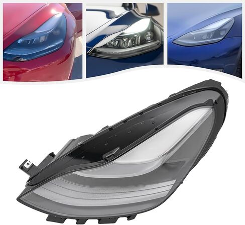 مجموعة المصابيح الأمامية LED مصفوفة متوافقة مع الجانب الأيسر + الأيمن للسائق والركاب، مصابيح أمامية بديلة مباشرة، سيارة مطابقة مثالية لـ 2021 2022 2023 Tesla Model 3/Y (يمين) in Kuwait