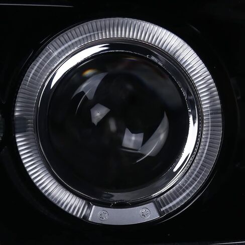 SPEC-D ضبط المصابيح الأمامية لجهاز العرض هالو LED بدخان أسود + مصابيح ممتصة للصدمات متوافقة مع 1999-2006 GMC Sierra 1500/2500/3500، مجموعة المصابيح الأمامية اليسرى + اليمنى in Saudi Arabia