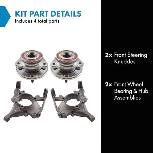 TRQ Front Drivetrain Kit Steering Knuckle Wheel Hub Bearing Assembly Compatible with 1999-2001 Jeep Cherokee 1997-2006 Wrangler in Saudi Arabia