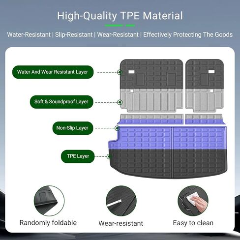 7&8 Seats Cargo Mat Compatible with 2018-2024 Chevy Traverse Trunk Liner Backrest Mat Replacement for 2018-2024 Chevy Traverse Accessories(2018-2024,Cargo Mat+Backrest Mat) in Kuwait