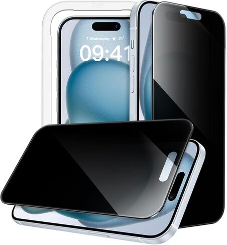 واقي شاشة للخصوصية 4 اتجاهات 360 درجة من JETech لهاتف iPhone 11/iPhone XR 6.1 بوصة، طبقة زجاجية مقسى بتغطية كاملة مضادة للتجسس مع أداة تثبيت سهلة، عبوتان in Saudi Arabia