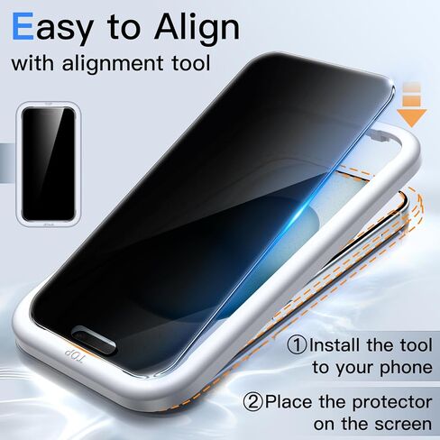 واقي شاشة للخصوصية 4 اتجاهات 360 درجة من JETech لهاتف iPhone 11/iPhone XR 6.1 بوصة، طبقة زجاجية مقسى بتغطية كاملة مضادة للتجسس مع أداة تثبيت سهلة، عبوتان in Saudi Arabia