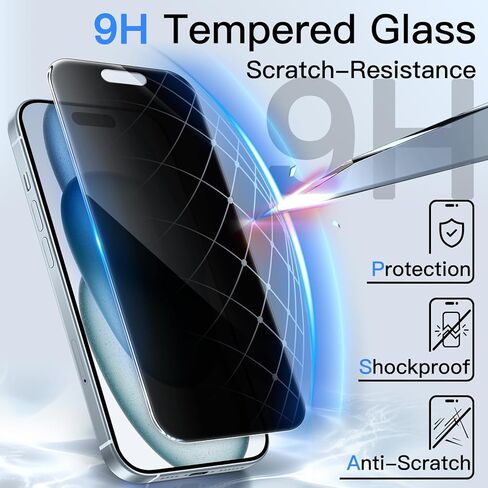 واقي شاشة للخصوصية 4 اتجاهات 360 درجة من JETech لهاتف iPhone 11/iPhone XR 6.1 بوصة، طبقة زجاجية مقسى بتغطية كاملة مضادة للتجسس مع أداة تثبيت سهلة، عبوتان in Saudi Arabia