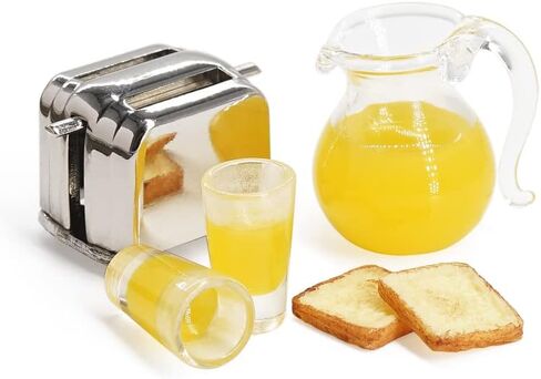 Odoria 1/12 Miniature Orange Juice Pitcher and Toaster Dollhouse Decoration Accessories in Saudi Arabia