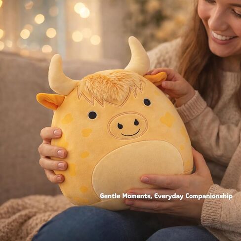 Highland Cow Plush Toy - Soft and Cuddly Plush Pillow - Spotted Highland Cow Perfect for Kids and Collectors (Light Brown) in Saudi Arabia