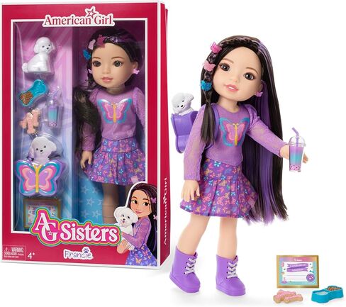 American Girl, AG Sisters Francie Doll, with Brown Eyes, Long Dark-Brown Hair with Purple Highlights, 14.5", Ages 4+ in Saudi Arabia