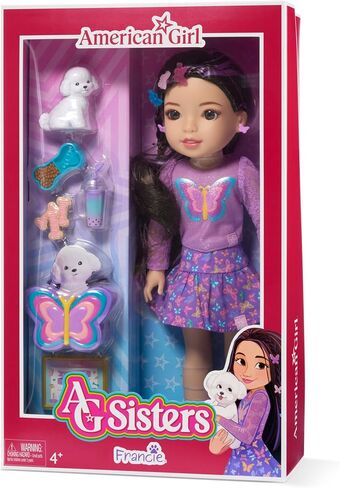 American Girl, AG Sisters Francie Doll, with Brown Eyes, Long Dark-Brown Hair with Purple Highlights, 14.5", Ages 4+ in Saudi Arabia