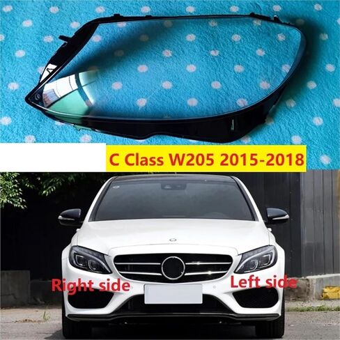 متوافق مع بنز C الفئة W205 C180 C200 C260L C280 C300 2015 2016 2017 2018 كشافات السيارة قذيفة عاكس الضوء المصباح غطاء المصباح عدسة زجاجية (1 قطعة الجانب الأيسر) in Saudi Arabia