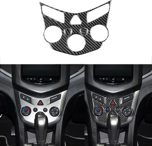 Real Premium Carbon Fiber Car Central Console Air Conditioning Climate Control Panel Frame Trim Sticker Compatible with Chevrolet Sonic 2012 2013 2014 2015 2016 Auto Interior Accessories Black in Saudi Arabia