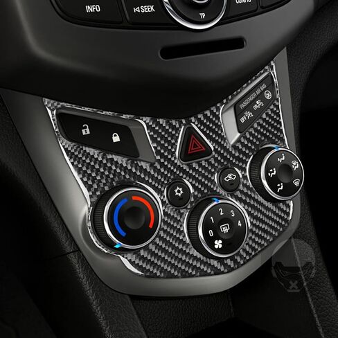 Real Premium Carbon Fiber Car Central Console Air Conditioning Climate Control Panel Frame Trim Sticker Compatible with Chevrolet Sonic 2012 2013 2014 2015 2016 Auto Interior Accessories Black in Saudi Arabia