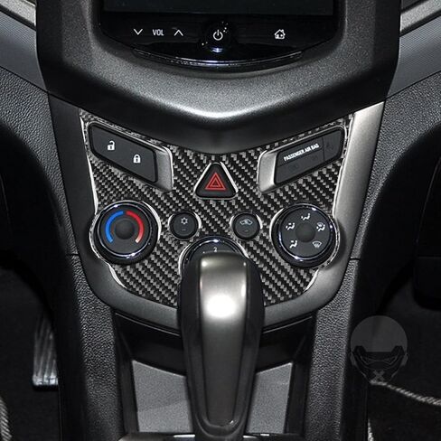 Real Premium Carbon Fiber Car Central Console Air Conditioning Climate Control Panel Frame Trim Sticker Compatible with Chevrolet Sonic 2012 2013 2014 2015 2016 Auto Interior Accessories Black in Saudi Arabia