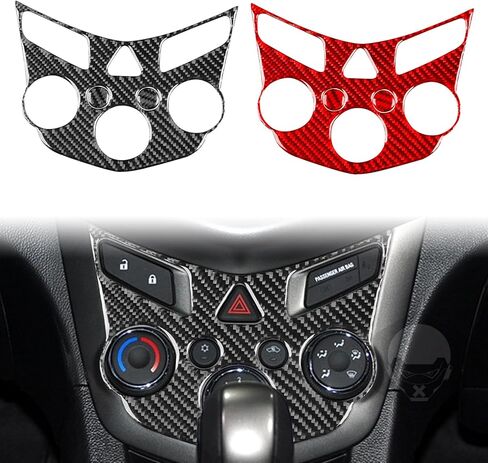 Real Premium Carbon Fiber Car Central Console Air Conditioning Climate Control Panel Frame Trim Sticker Compatible with Chevrolet Sonic 2012 2013 2014 2015 2016 Auto Interior Accessories Black in Saudi Arabia
