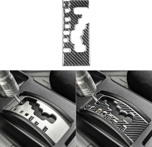 Real Soft Black Carbon Fiber Car Center Console Automatic Gear Shift Transmission Panel Trim Sticker Auto Premium Interior Accessories Compatible with Toyota FJ Cruiser 2007-2021 in Saudi Arabia