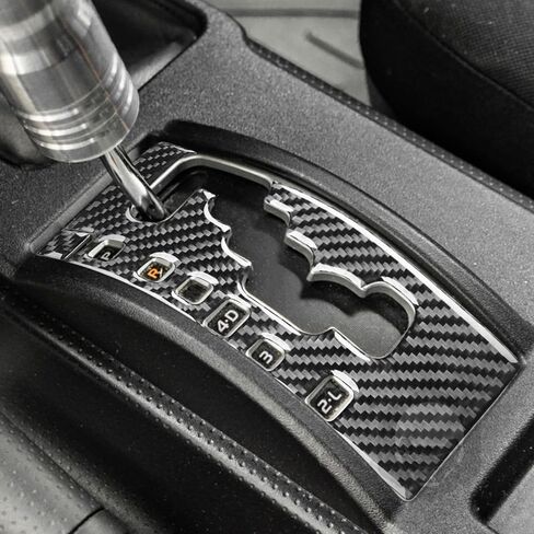 Real Soft Black Carbon Fiber Car Center Console Automatic Gear Shift Transmission Panel Trim Sticker Auto Premium Interior Accessories Compatible with Toyota FJ Cruiser 2007-2021 in Saudi Arabia